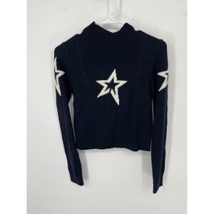 Perfect Moment Sweater Women Small Charcoal Blue 100% Merino Wool Cable Knit NWT